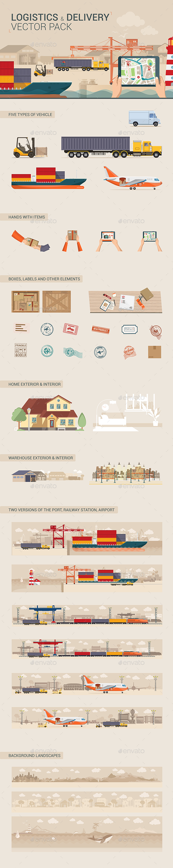 Logistics and Delivery Vector Pack - Industries Business