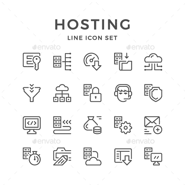Set Line Icons of Hosting - Web Icons