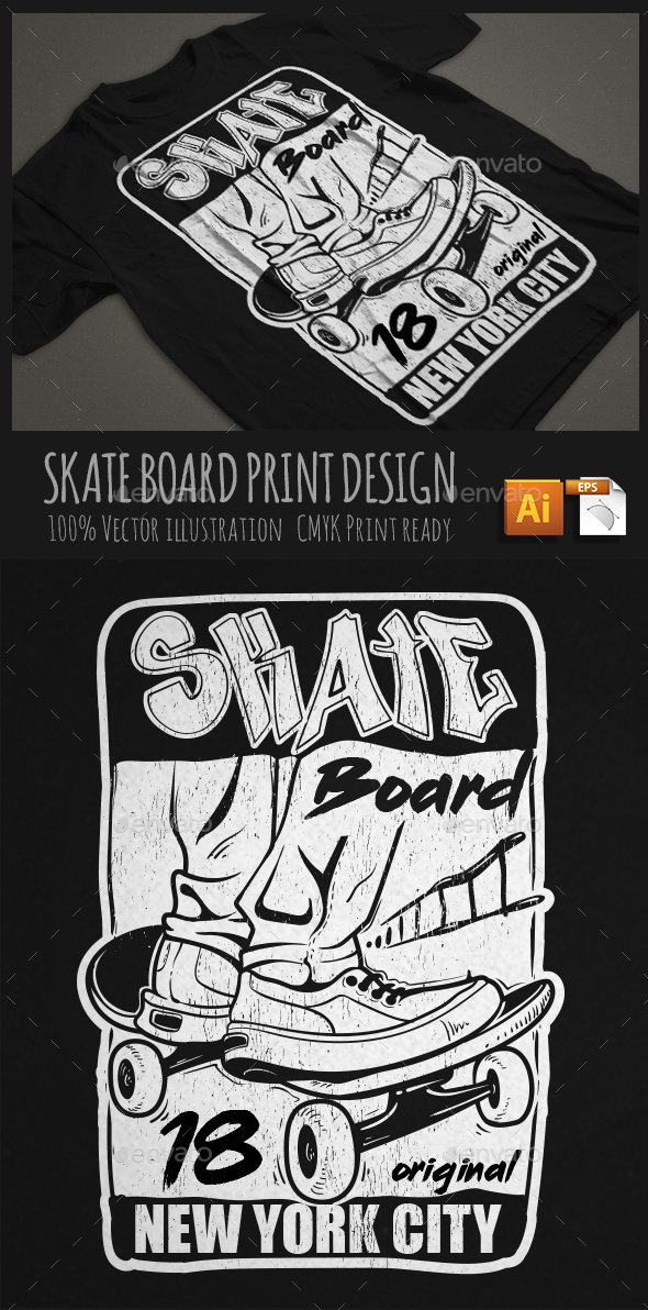 Skate Board T-shirt Print - Sports & Teams T-Shirts