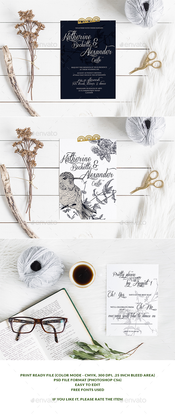 Birdy Wedding Invitation & Rsvp