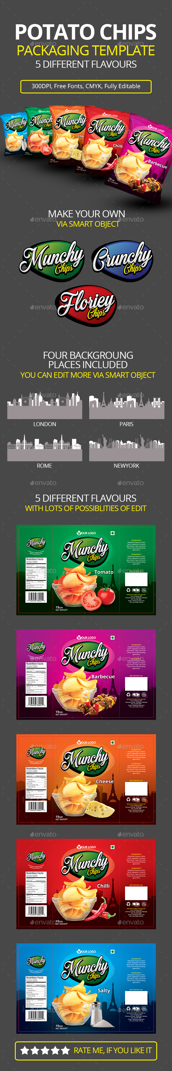 POTATO CHIPS PACKAGING TEMPLATE - Packaging Print Templates