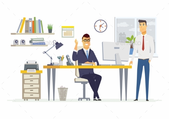 Office Scene - Modern Vector Cartoon Business - Concepts Business