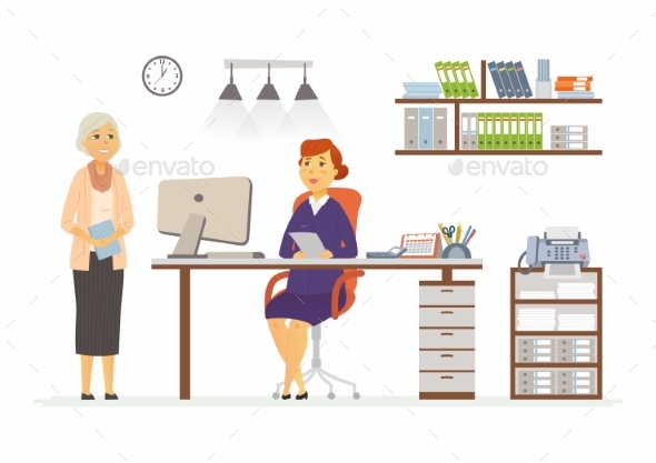 Office Scene - Modern Vector Cartoon Business - Concepts Business