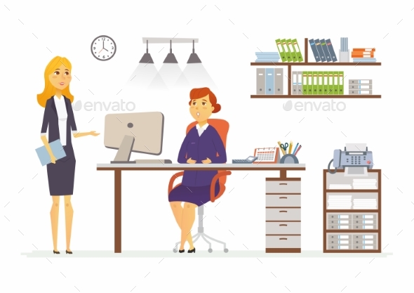 Office Discussion - Modern Vector Cartoon Business - Concepts Business