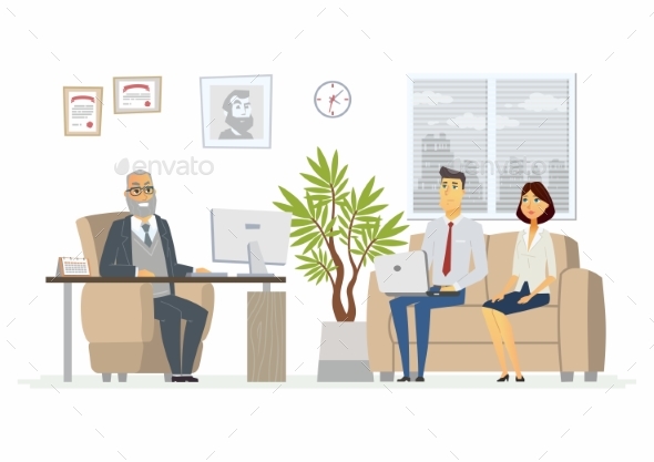 Office Head Consultation - Modern Vector Cartoon - Concepts Business