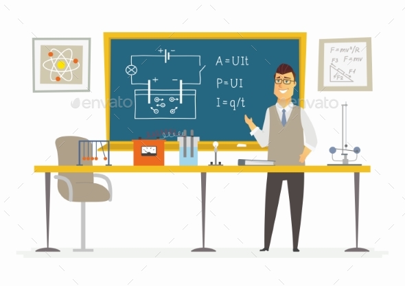 Physics Classroom - Male Teacher Composition - People Characters