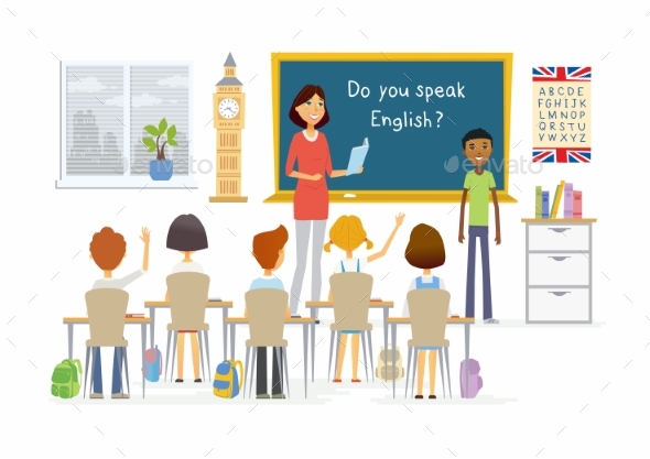 English Lesson at School - People Characters