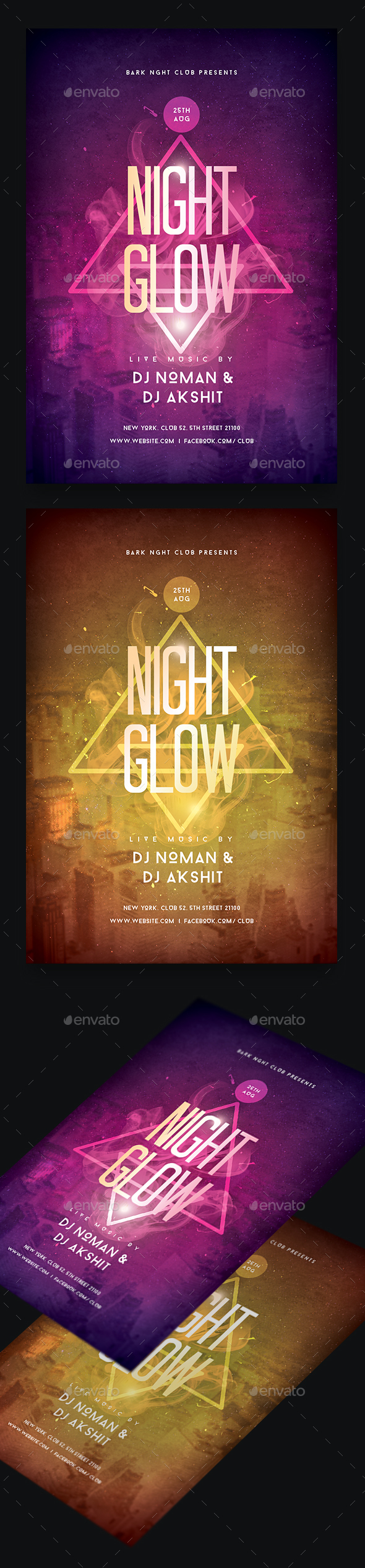 Night Glow Party Flyer - Clubs & Parties Events