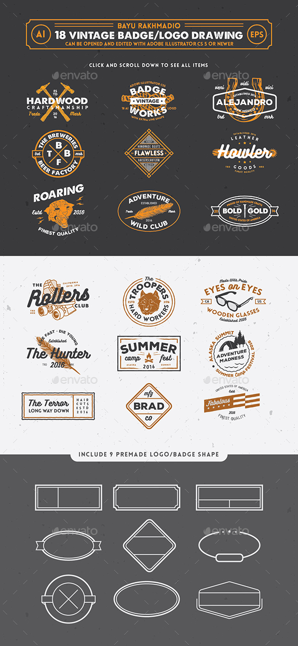 18 Hipster Vintage Badges