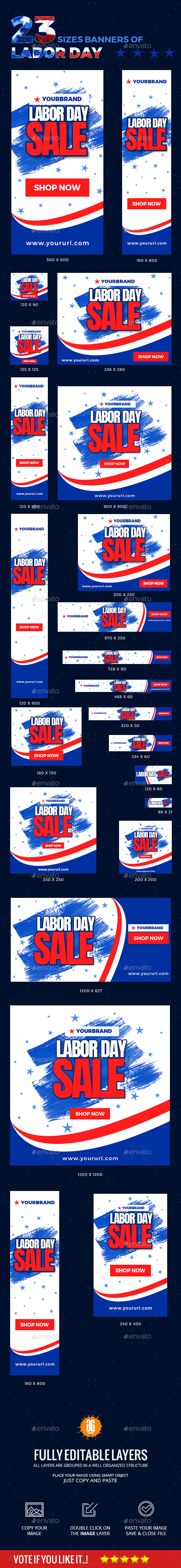 23 Labor Day Banners - Banners & Ads Web Elements