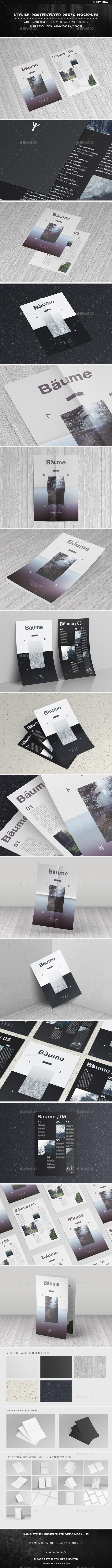 Stylish Poster / Flyer 24x36 Mock-Ups - Product Mock-Ups Graphics