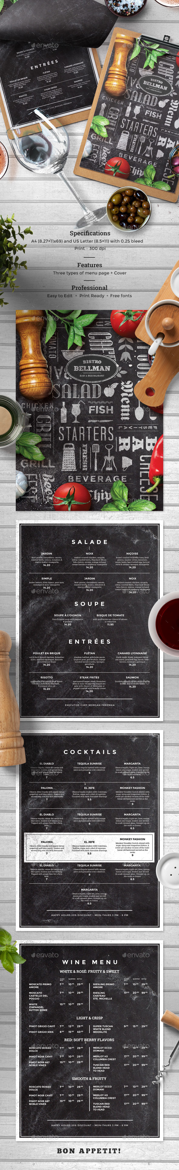 Chalkboard Food Menu - Food Menus Print Templates