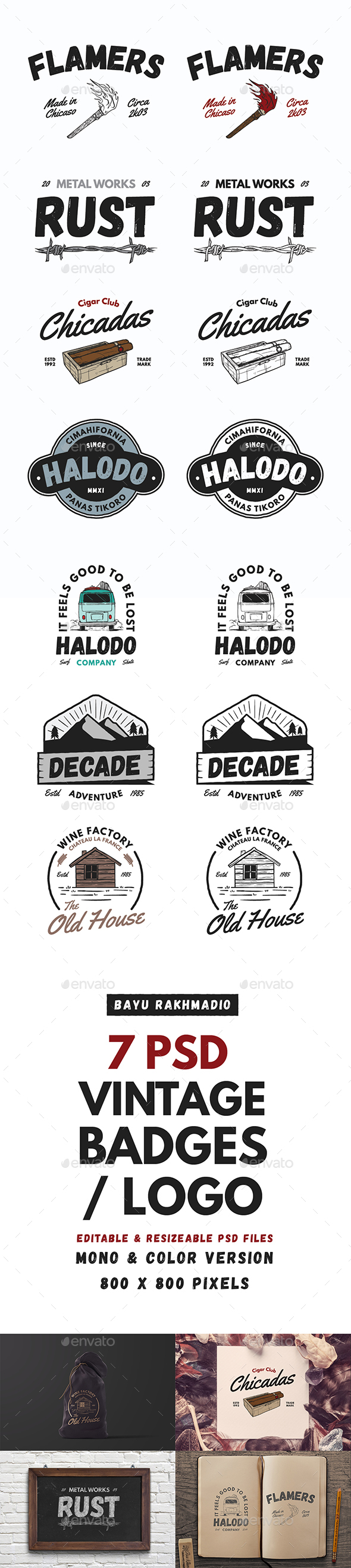 7 Vintage Badges / Labels - Badges & Stickers Web Elements