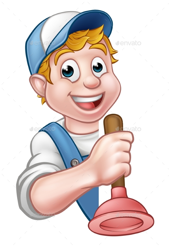 GraphicRiver Plumber or Handyman Holding Toilet Plunger 20520101