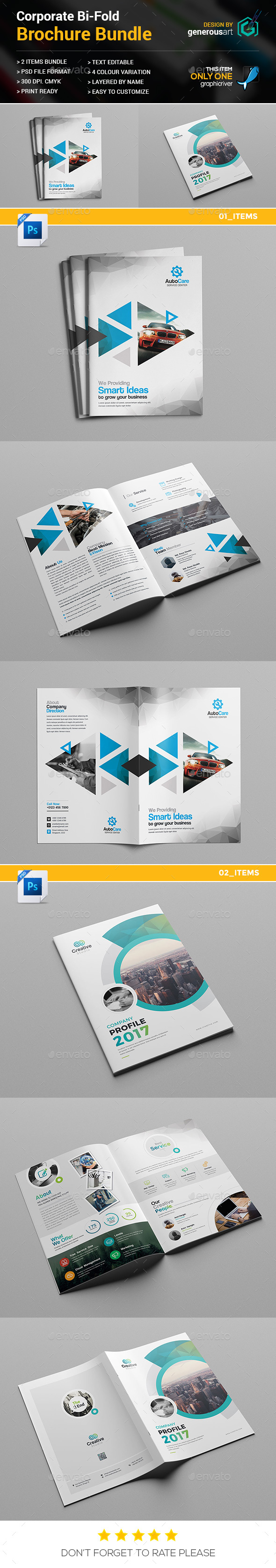 Bi-Fold Brochure Bundle 2 in 1 - Brochures Print Templates