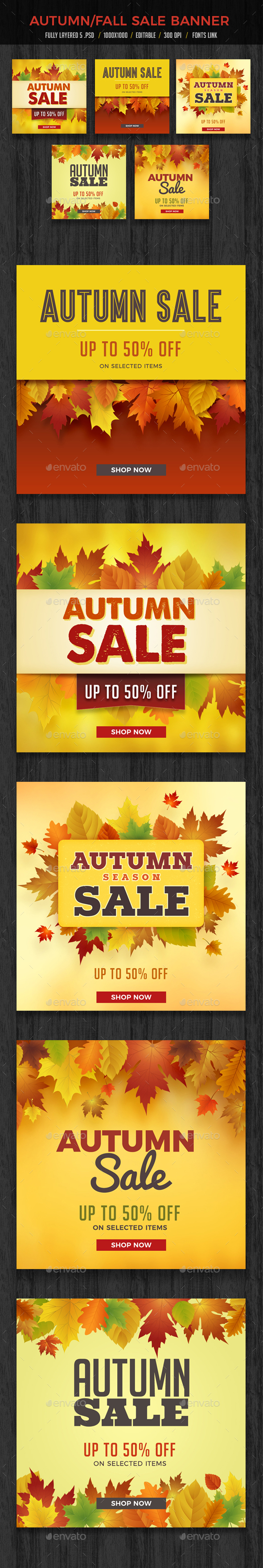 Autumn Fall Sale Banners Set - Banners & Ads Web Elements