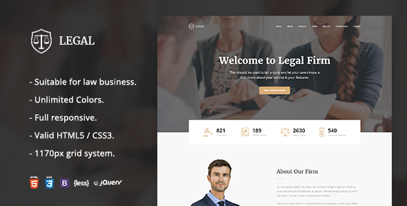 Incredible Legal - Law Firm OnePage HTML Template