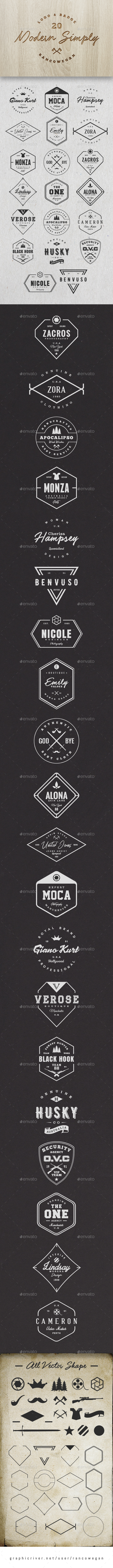 20 Modern Simply Logo & Badge - Badges & Stickers Web Elements
