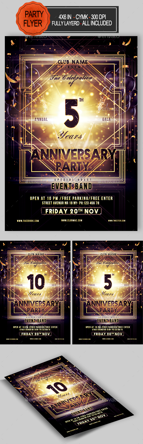 Anniversary Flyer - Clubs & Parties Events