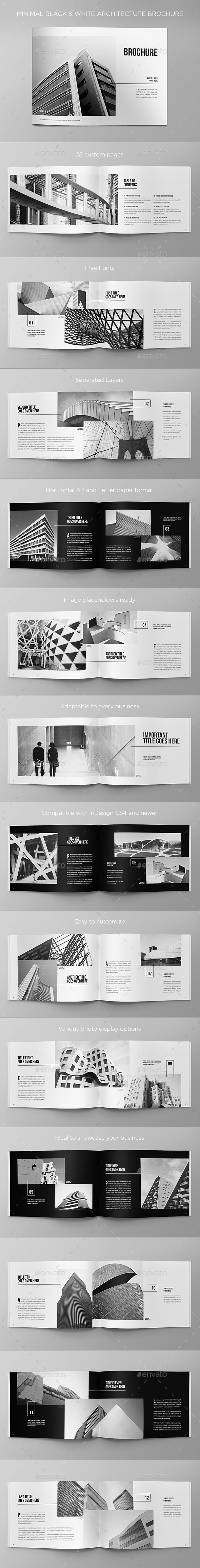 Minimal Black & White Architecture Brochure - Brochures Print Templates