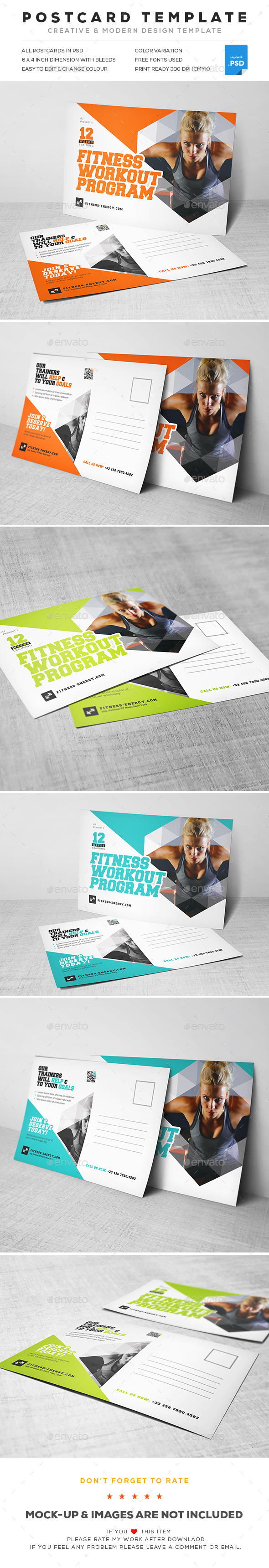 Gym Postcard - Cards & Invites Print Templates