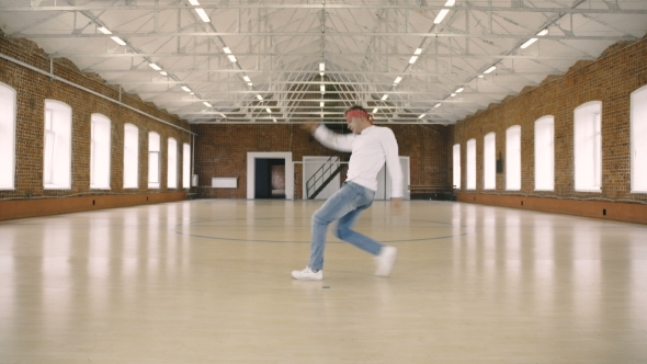 B-boy Dancing in Sport Gym alt
