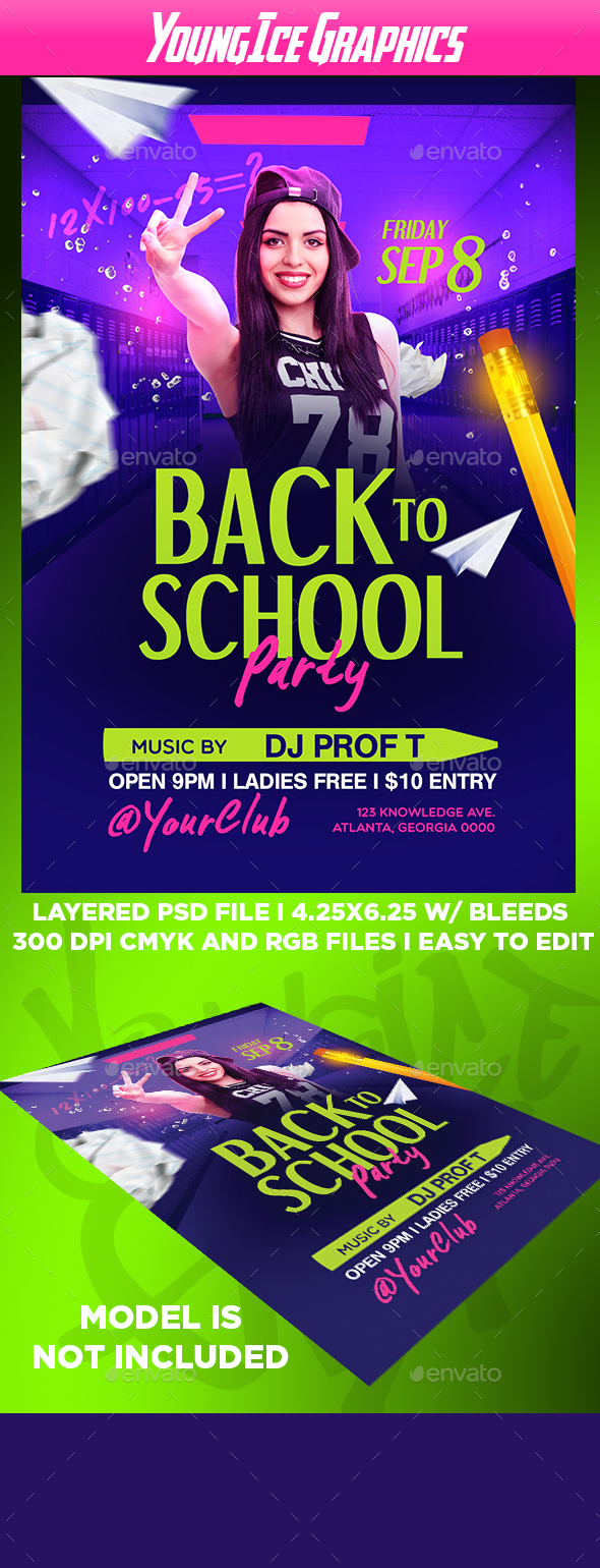 Back To School Party Flyer Template - Clubs & Parties Events