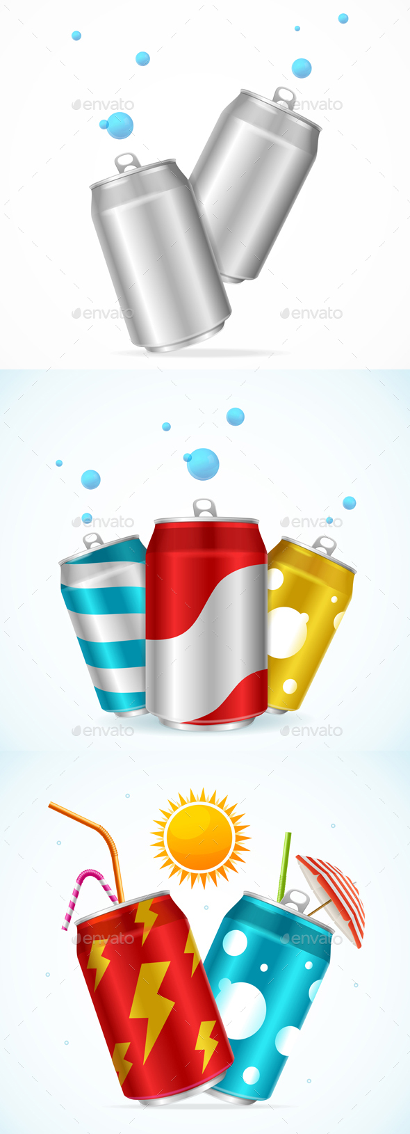 Realistic Steel Cans Set - Food Objects