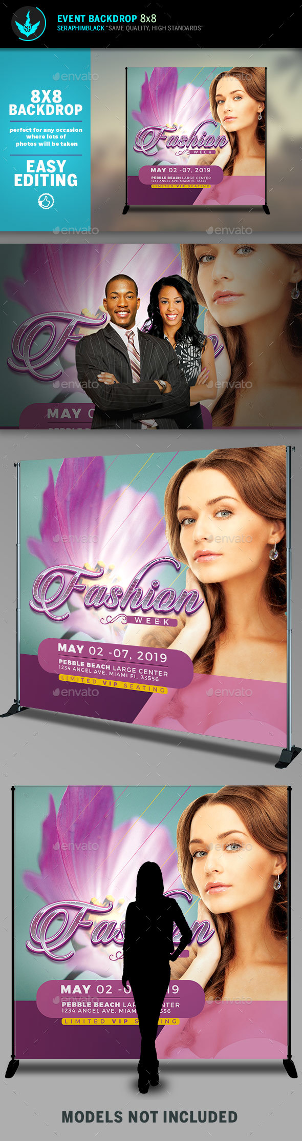 Fashion Week 8x8 Event Backdrop Template - Signage Print Templates