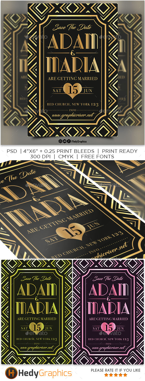 Art Deco Wedding Invitation - Weddings Cards & Invites