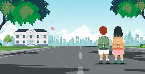 GraphicRiver Students Walk to School 20525043 GraphicRiver Students Walk to School 20525043