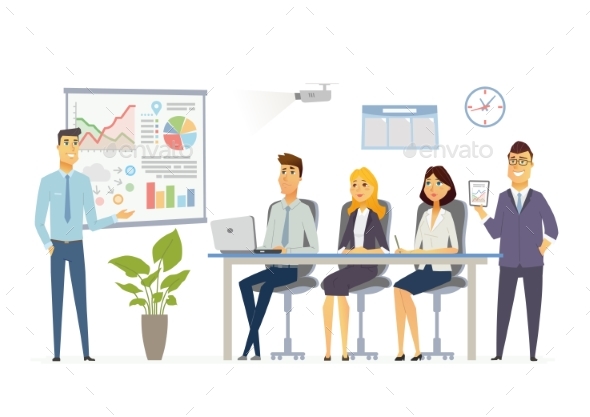 Business Meeting - Modern Vector Cartoon - Concepts Business