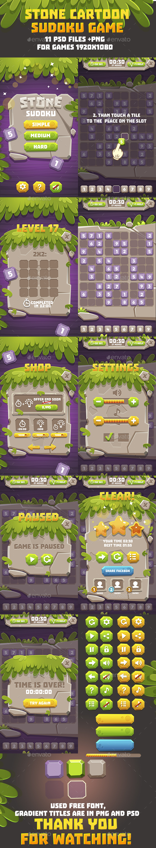 Full Game Cartoon Puzzle Pack - Game Kits Game Assets