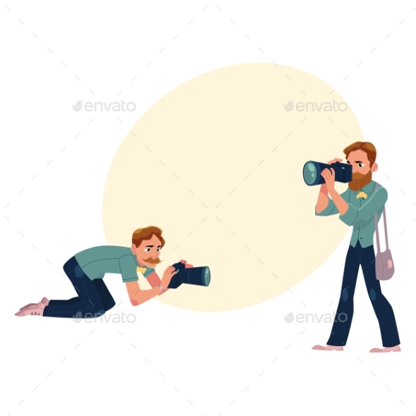 GraphicRiver Set of Cartoon Photographers at Work 20526438 GraphicRiver Set of Cartoon Photographers at Work 20526438