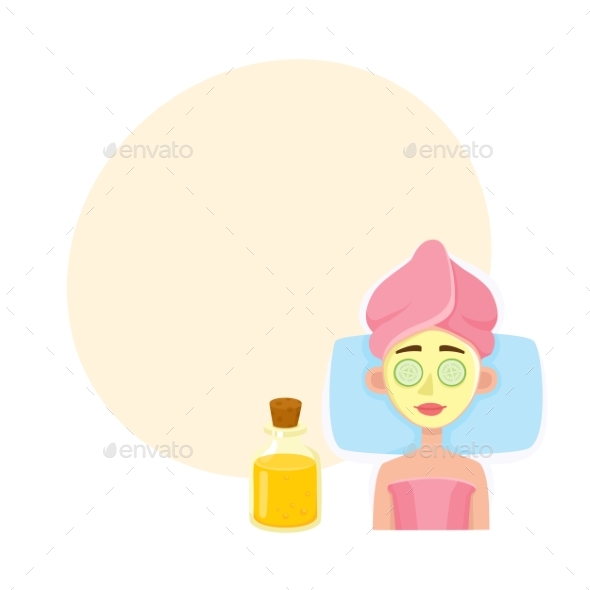 Young Woman Getting Cosmetic Facial Mask in Spa - People Characters
