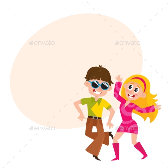 Young Couple, Man and Woman, Dancing Dicso - People Characters