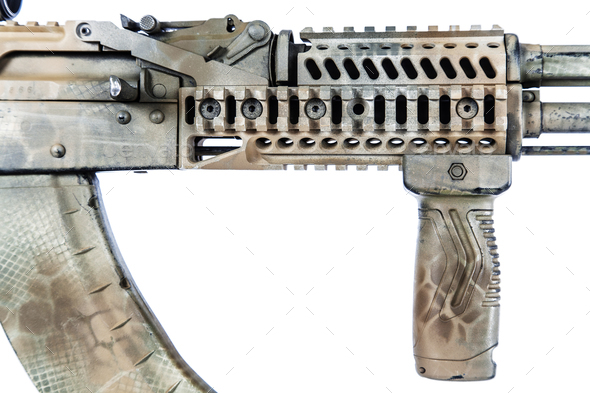 Kalashnikov assault rifle on white background - Stock Photo - Images