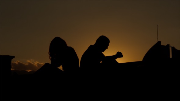 Couple in Depression Silhouette