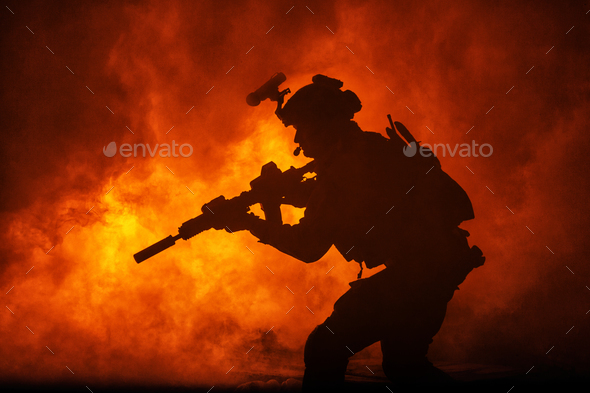 Black silhouette of soldiers - Stock Photo - Images