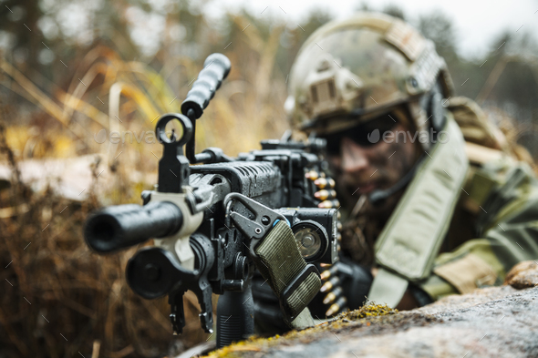 norwegian soldier in the forest - Stock Photo - Images