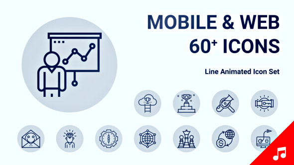 Web Mobile Marketing Sales Animation - Line Icons and Elements