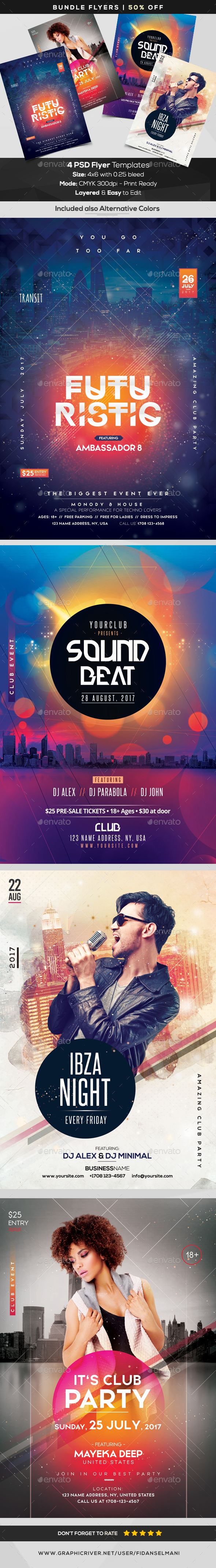 4 Event Flyers | BUNDLE 50% OFF - Flyers Print Templates