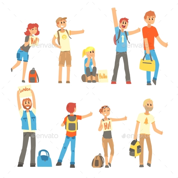 Young People Hitchhiking - People Characters