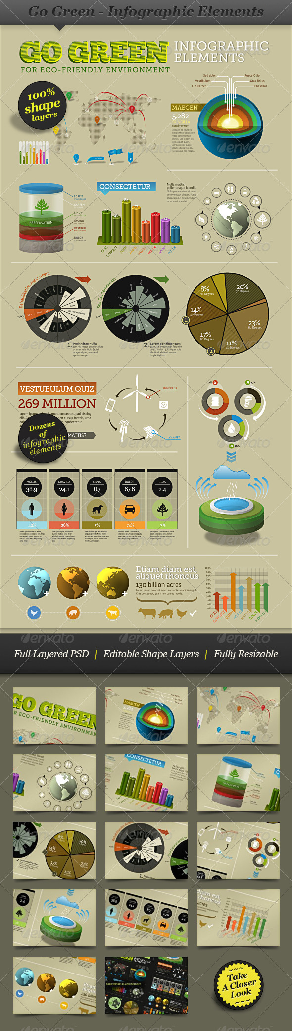 Go Green - Infographic Elements - info template - Infographics