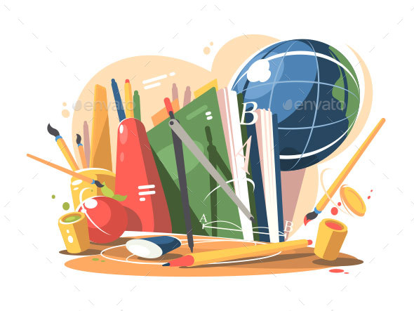 School Supplies in a Creative Style - Man-made Objects Objects