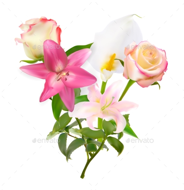 GraphicRiver Vector Illustration with Pink Lily and Calla 20530312 GraphicRiver Vector Illustration with Pink Lily and Calla 20530312