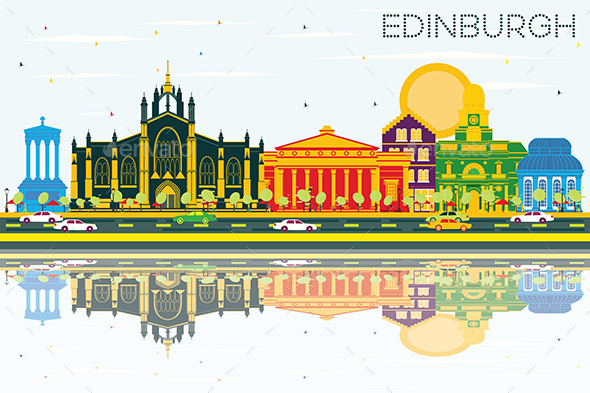 GraphicRiver Edinburgh Scotland Skyline with Color Buildings Blue Sky and Reflections 20531782 GraphicRiver Edinburgh Scotland Skyline with Color Buildings Blue Sky and Reflections 20531782