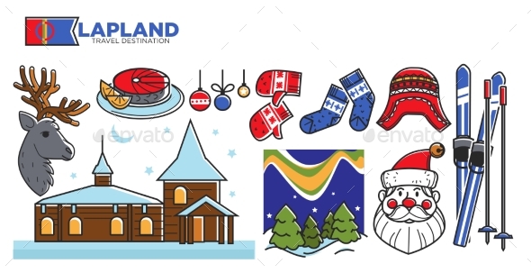 Lapland Travel Destination Promotional Poster - Animals Characters