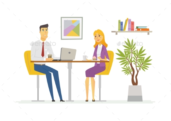 Coffee Break - Modern Vector Cartoon Business - Concepts Business