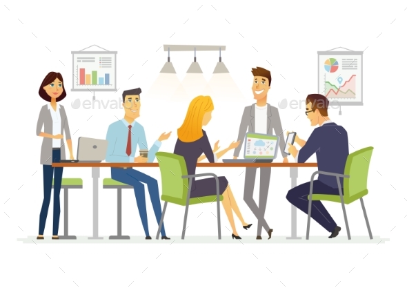 Business Discussion - Modern Vector Cartoon - Concepts Business
